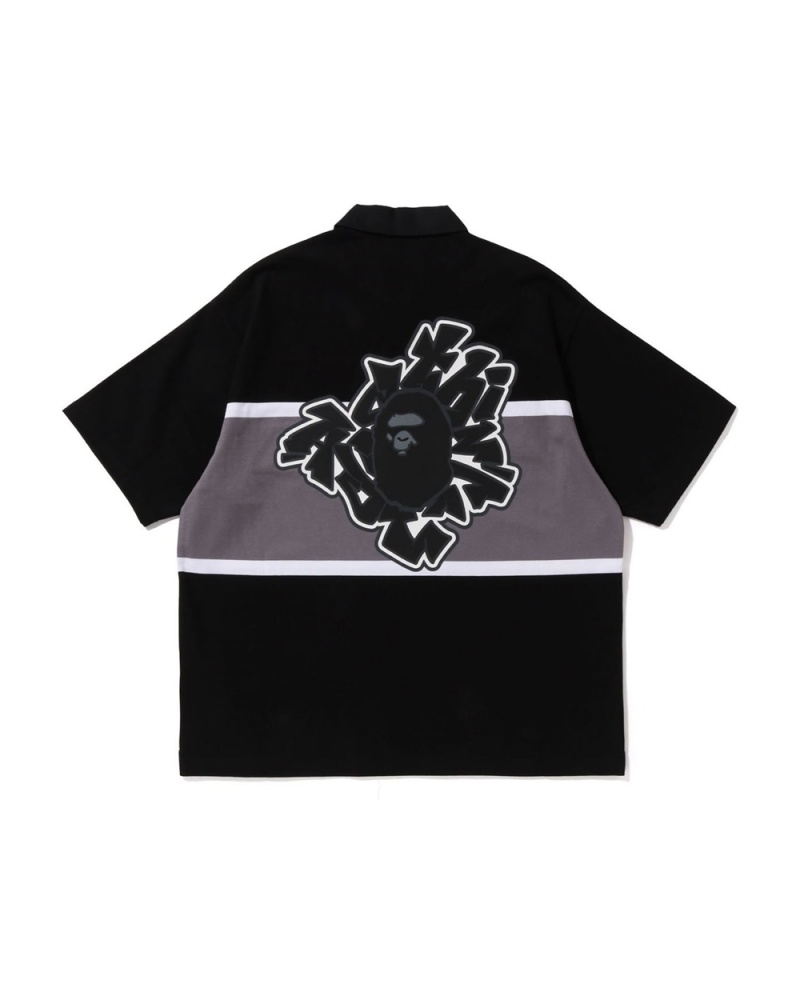 T Shirts Bape Blocking Oversized Rugby Polo Noir Homme | GSA-30266922